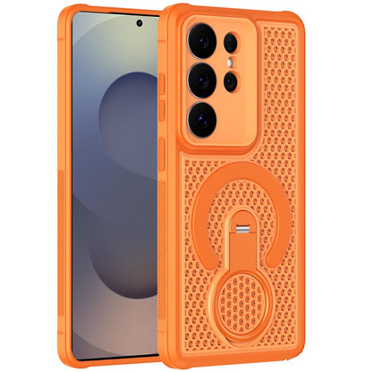 Phone Case for Galaxy S25 Ultra Magnetic Honeycomb Hybrid Rugged Armor Ring Kickstand Dual Layer Shock Absorbing Hard PC Soft TPU Cover