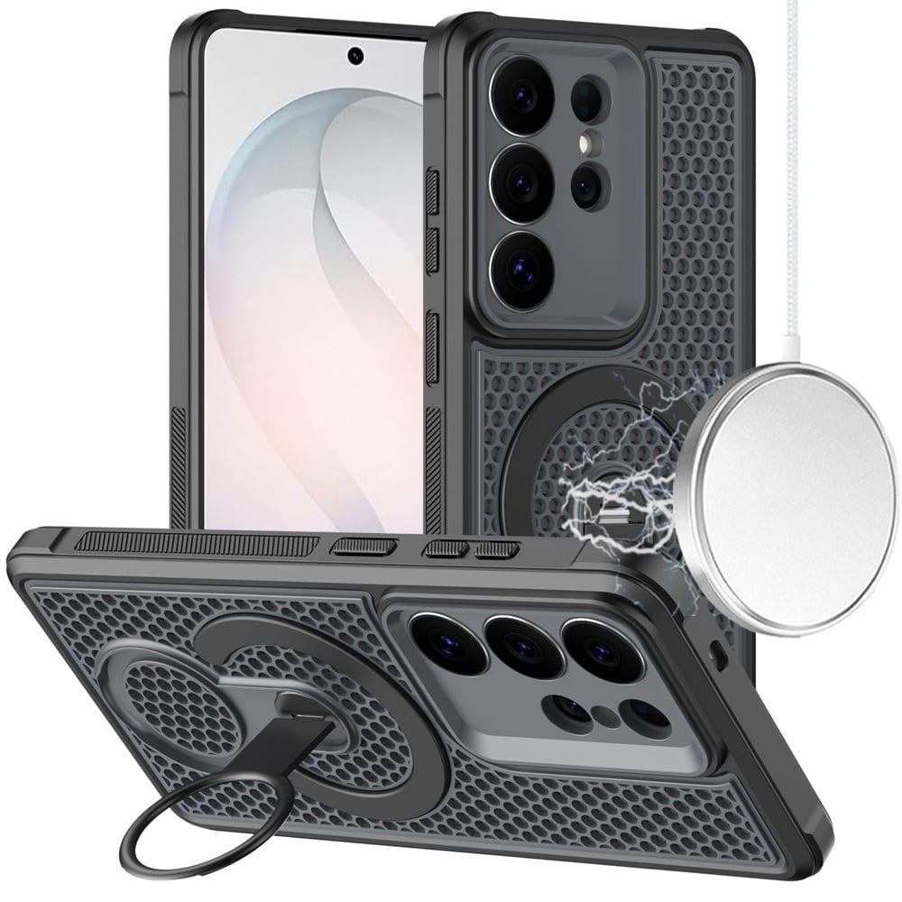 Phone Case for Samsung Galaxy S26 Ultra Magnetic Honeycomb Hybrid Rugged Armor Ring Kickstand Dual Layer Shock Absorbing Hard PC Soft TPU Cover