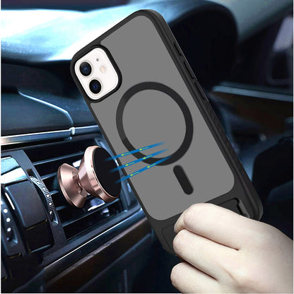 Phone Case for iPhone 12 / 12 Pro Matte Magnetic Metal Kickstand Shockproof Grip Anti Slip Durable Protective Heavy Duty Hybrid Cover