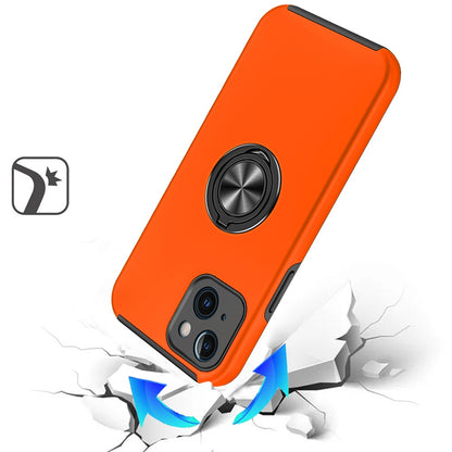 Phone Case for Apple iPhone 14/13 Invisible Ring Stand Shockproof Anti Slip Durable Grip Protective Hybrid Fit Magnetic Car Mount Holder Cover Cosmic Orange