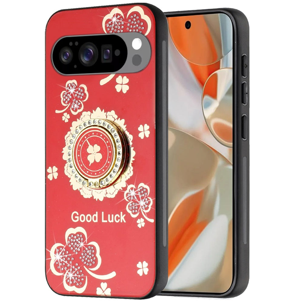 For Google Pixel 10 /Pixel 10 Pro Diamonds 3D Fashion Bling Sparkly Glitter Ornaments Engraving Hybrid with Ring Stand Case Cover