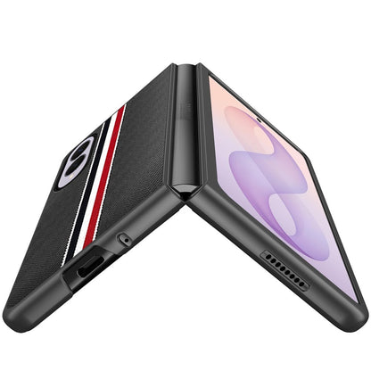 Phone Case for Samsung Galaxy Z Fold 8 Velvet Fabric Vegan PU Leather Slim Fit Hybrid Protective Shell Shockproof Design Cover Black