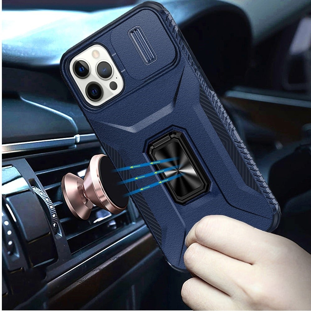 Phone Case for Apple iPhone 12 Pro Max Magnetic Ring Stand Camera Protection Shockproof Heavy Duty Kickstand Rugged Grip Anti Scratch Hybrid Cover Blue