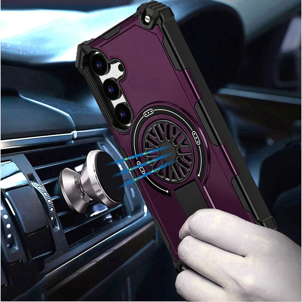 Phone Case for Samsung Galaxy S26+ / S26 Plus Invisible Kickstand Magnetic Car Mount Friendly Shockproof Texture Anti Slip Durable Grip Heavy Duty Hybrid Cover Purple