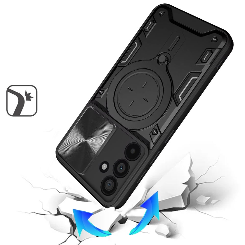 Phone Case for Samsung Galaxy A57 Magnetic Ring Stand Shockproof Hybrid Full Camera Slide Guard Anti Slip Heavy Duty Protective Armor Cover
