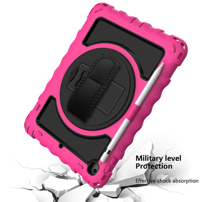 Tablet Case for Apple New iPad (9.7 inch), iPad 6th/5th Gen 2018 2017 360 Rotating Back Hybrid Heavy Duty Kickstand Hand Strap Shoulder Strap Full Body Drop Protection Cover Hotpink