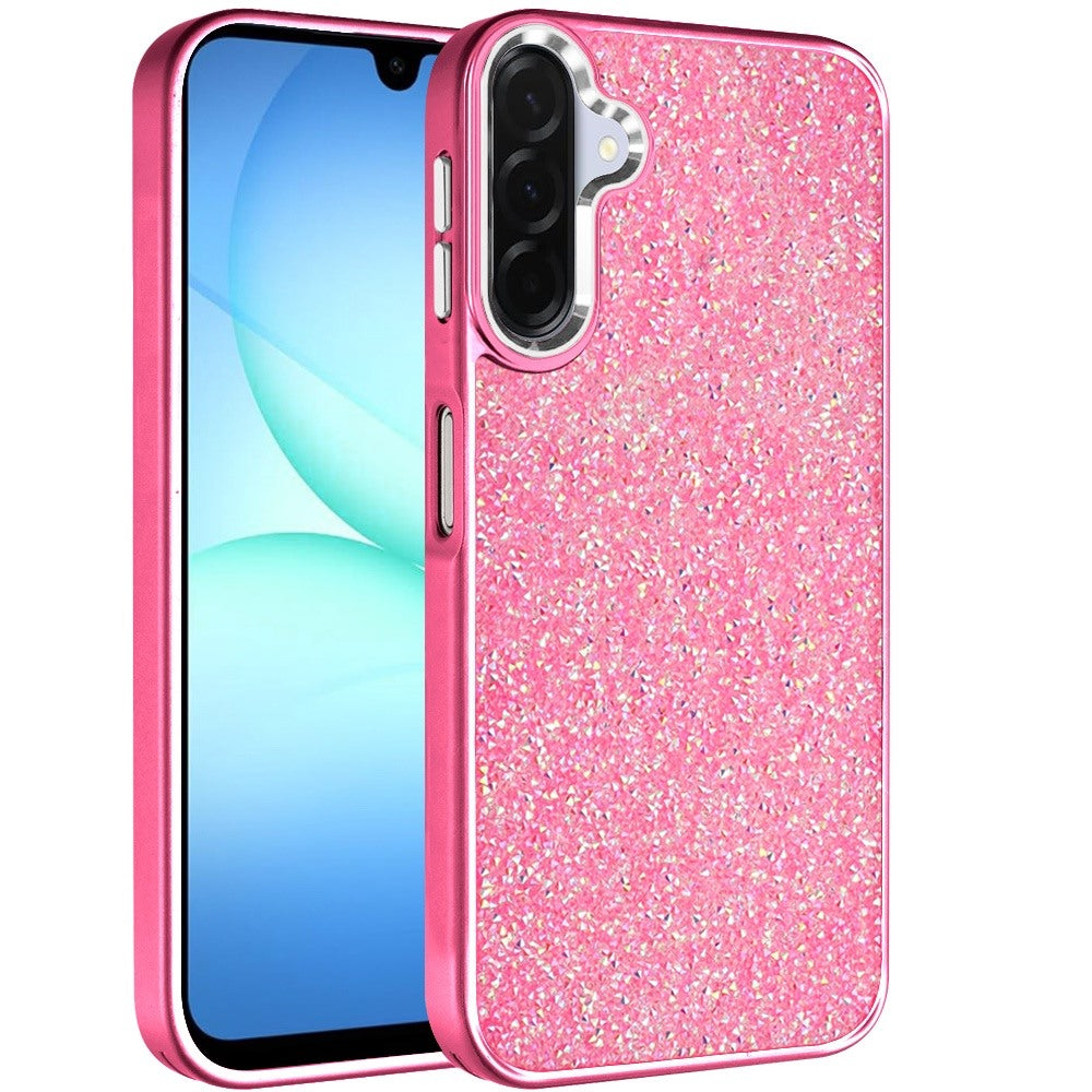 For Samsung Galaxy S25 Fan Edition /Galaxy S25 FE Crystal Sparkle Diamond Glass Full Mini Glitter Bling Frame TPU Hybrid Protective Case Cover