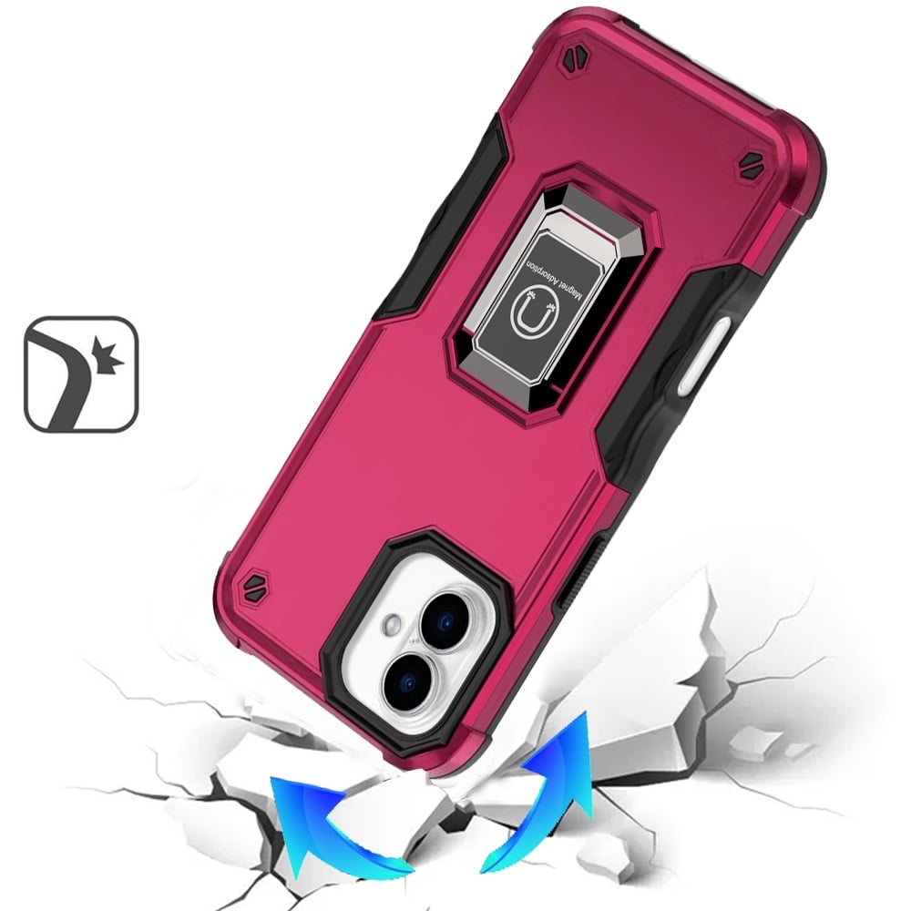 For Apple iPhone 17 (6.3") Hybrid Stand Magnetic Ring Holder Kickstand Heavy Duty Rugged Drop Silicone & Hard PC Shockproof Case Cover