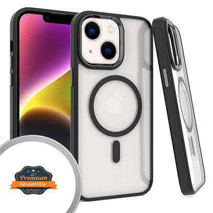 For Samsung Galaxy A16 5G Transparent Slim Hybrid Frame Bumper Magnetic Case, Compatible with MagSafe Case Cover Black