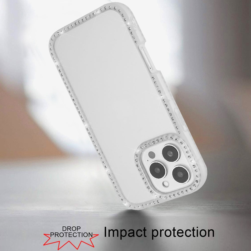 For Samsung Galaxy A36 Diamond Full Rhinestone Clear Hybrid Protective, Sparkly Bling Transparent Shockproof Bumper All Around Case Cover Clear