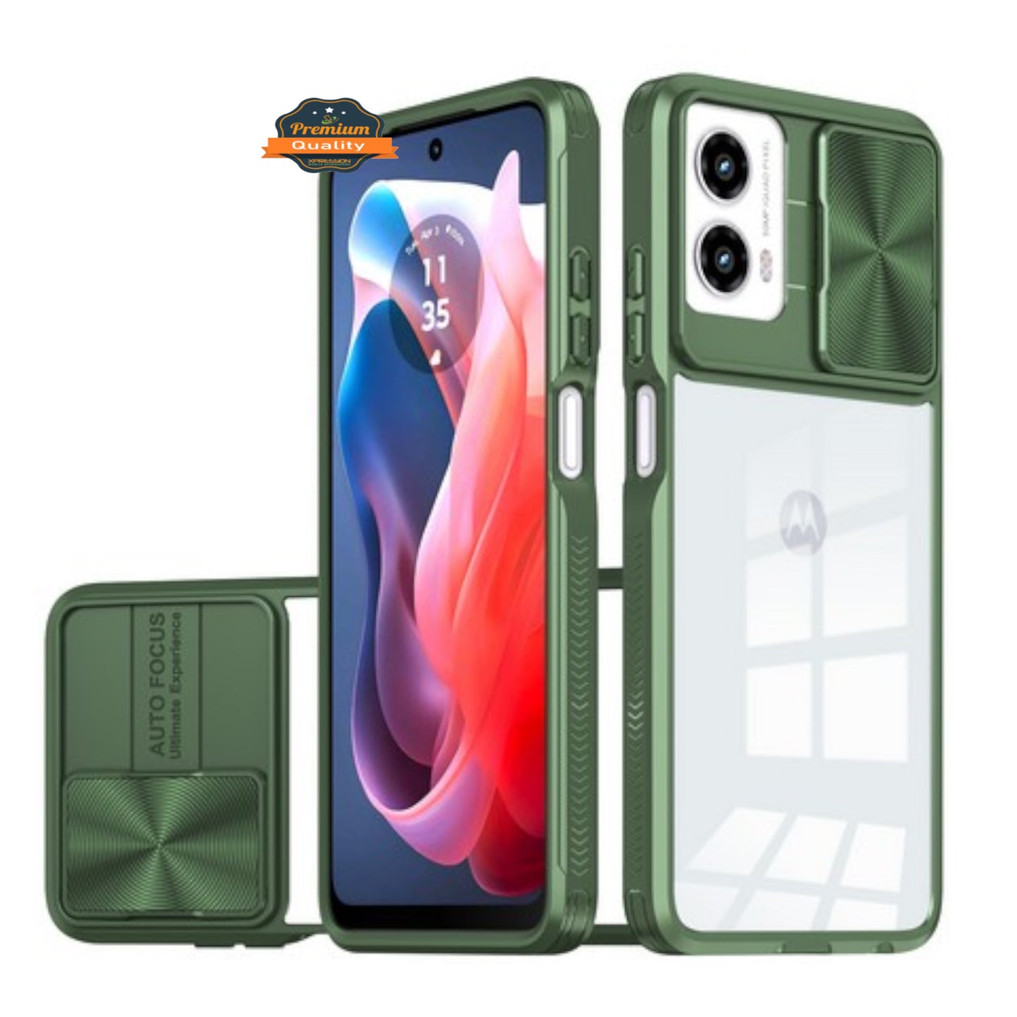 For Motorola Moto G 5G 2026 / Moto G Play 2026 Hybrid Slim Case with Slide Camera Protector, Shockproof TPU Clear Back & Color Frame Bumper Case Cover
