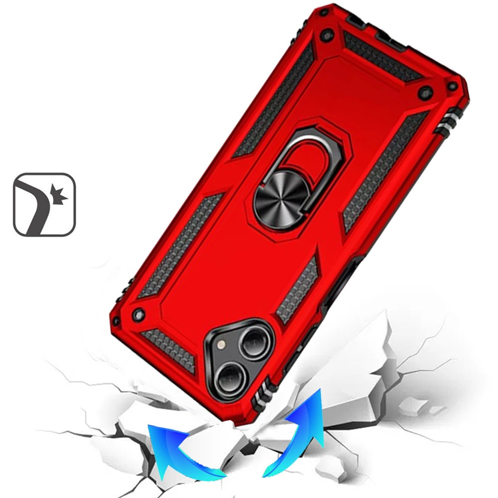 Phone Case for Samsung Galaxy A08 4G, A07 5G, A07 4G Rotatable Ring Stand Shockproof Hybrid Armor Anti Slip Heavy Duty Fit Magnetic Car Mount Durable Grip Cover