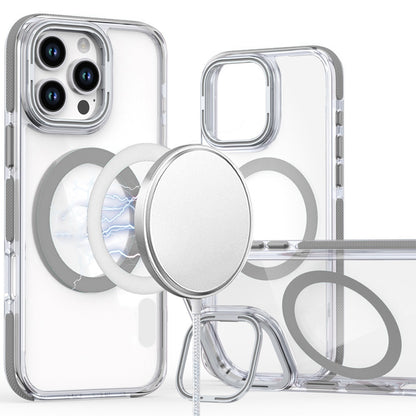 For Apple iPhone 16 Pro (6.3") Hybrid Clear Invisible Camera Bracket Stand [With Magsafe Magnetic Circle] Shockproof Color Frame Case Cover