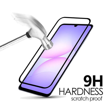 Screen Protector for Samsung Galaxy A08 4G, A07 5G, A07 4G Premium Tempered Glass 9H Full Coverage HD Transparent Black Edged Shatter Bubble Free Resistant Durable Black