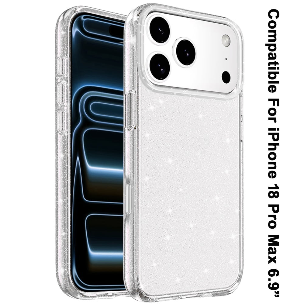 Phone Case for Apple iPhone 18 Pro Max Glitter Transparent Shockproof Thick Clear Hybrid Slim Fit Heavy Duty 3mm TPU Protective Bumper Cover