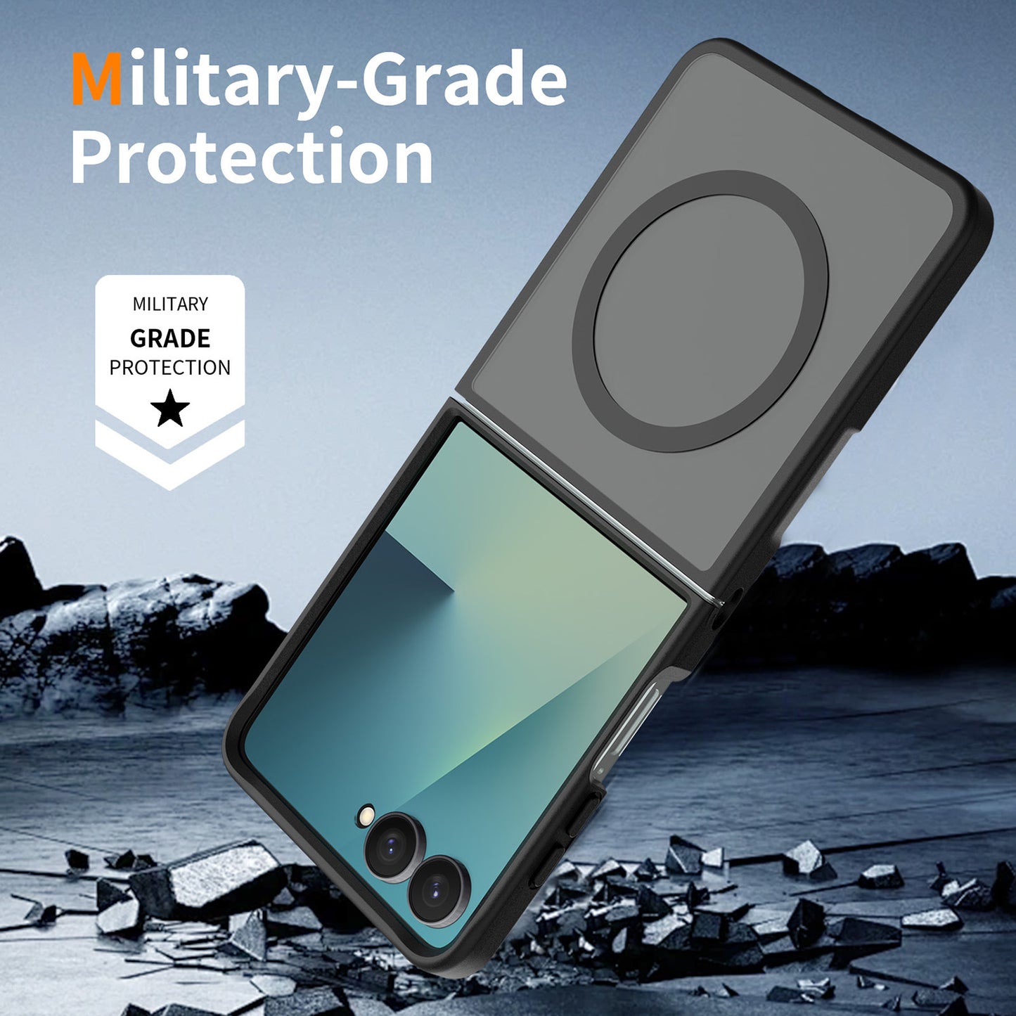 Phone Case for Samsung Galaxy Z Flip 8 Magnetic Matte Hybrid Shockproof Smooth Grip Durable Camera Protection Anti-Slip Soft Touch TPU Armor Cover Black