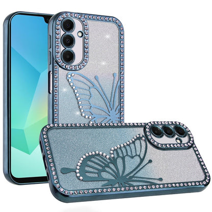 For Apple iPhone 17E /16E Butterfly Glitter Diamond Shimmer Hybrid Slim & Stylish Electroplated Sparkly Bling Shockproof TPU Protective Case Cover