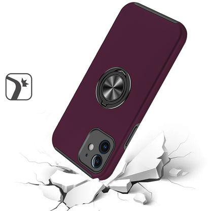 Phone Case for Apple iPhone 11 Invisible Ring Stand Shockproof Anti Slip Durable Grip Protective Hybrid Fit Magnetic Car Mount Holder Cover Purple