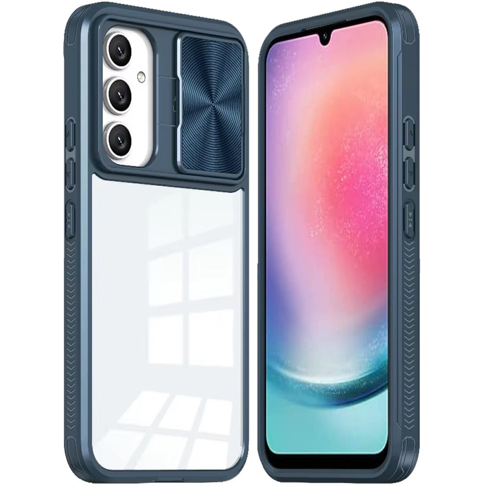 For Samsung Galaxy A26 Hybrid Cases with Sliding Camera Cover Transparent Shockproof Bumper TPU Protective Case Cover