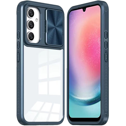 For Samsung Galaxy A26 Hybrid Cases with Sliding Camera Cover Transparent Shockproof Bumper TPU Protective Case Cover