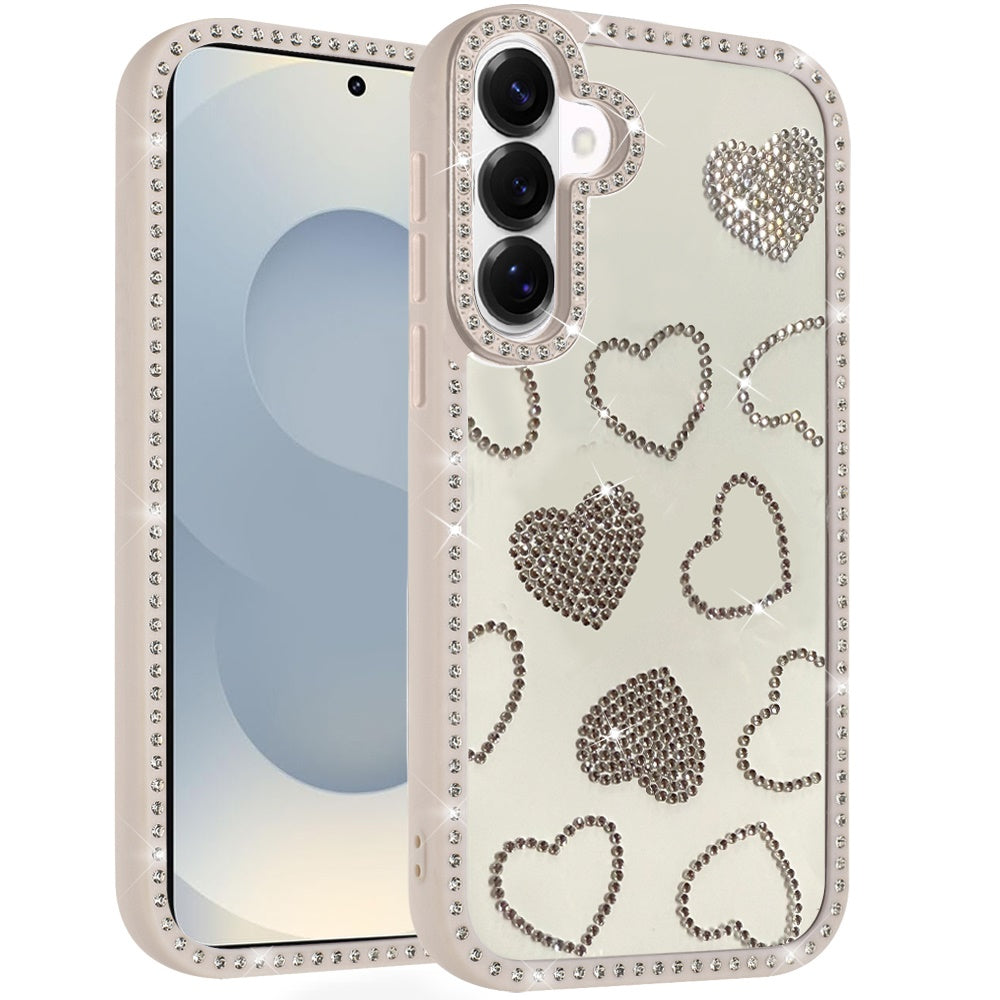 For Samsung Galaxy S26 Spread Love Glitter Shimmer Bling Diamond Edge Hybrid Drop Protection Shockproof Design Case Cover