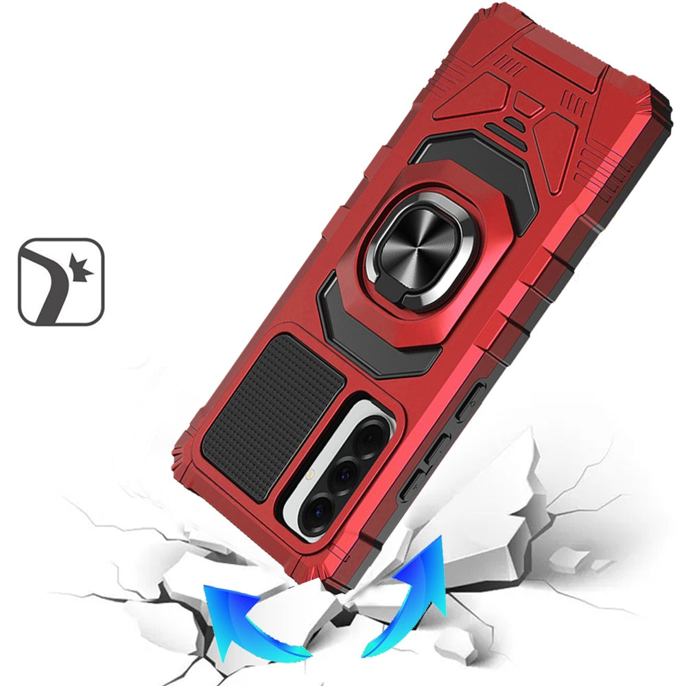 For Samsung Galaxy A57 Hybrid Dual Layer with 360° Rotate Magnetic Ring Stand Holder Kickstand TPU Rugged PC Shockproof Case Cover