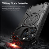 For Apple iPhone 15 Pro (6.1") Hybrid Bumper Invisible Stand Compatible with Magsafe 360° Ring Kickstand Shockproof  Phone Case Cover