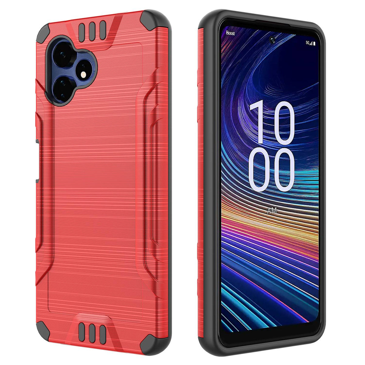 Phone Case for Boost Celero 5G Velocity Brushed Metal Look Hybrid Sleek Textured Finish Distinctive Modern Style Protective Rugged Grip Panel Design Cover