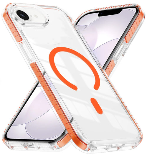 Phone Case for Apple iPhone 17E /16E Transparent Magnetic Shockproof Colored Edge Hybrid Case Slim Durable Grip Clear Protective Soft TPU Cover Cosmic Orange