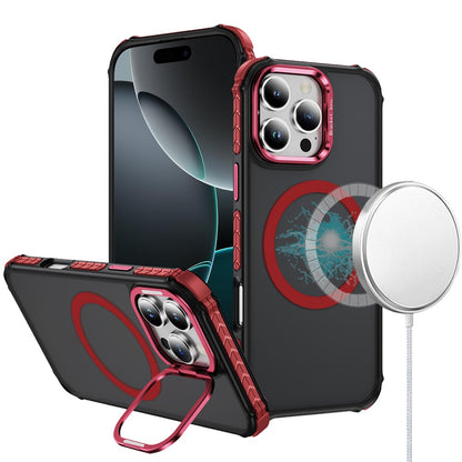 For Apple iPhone 13 Pro Max Hybrid Metal Camera Stand Ring Sturdy, Compatible with MagSafe, Matte Hard TPU Colorful Edge Case Cover