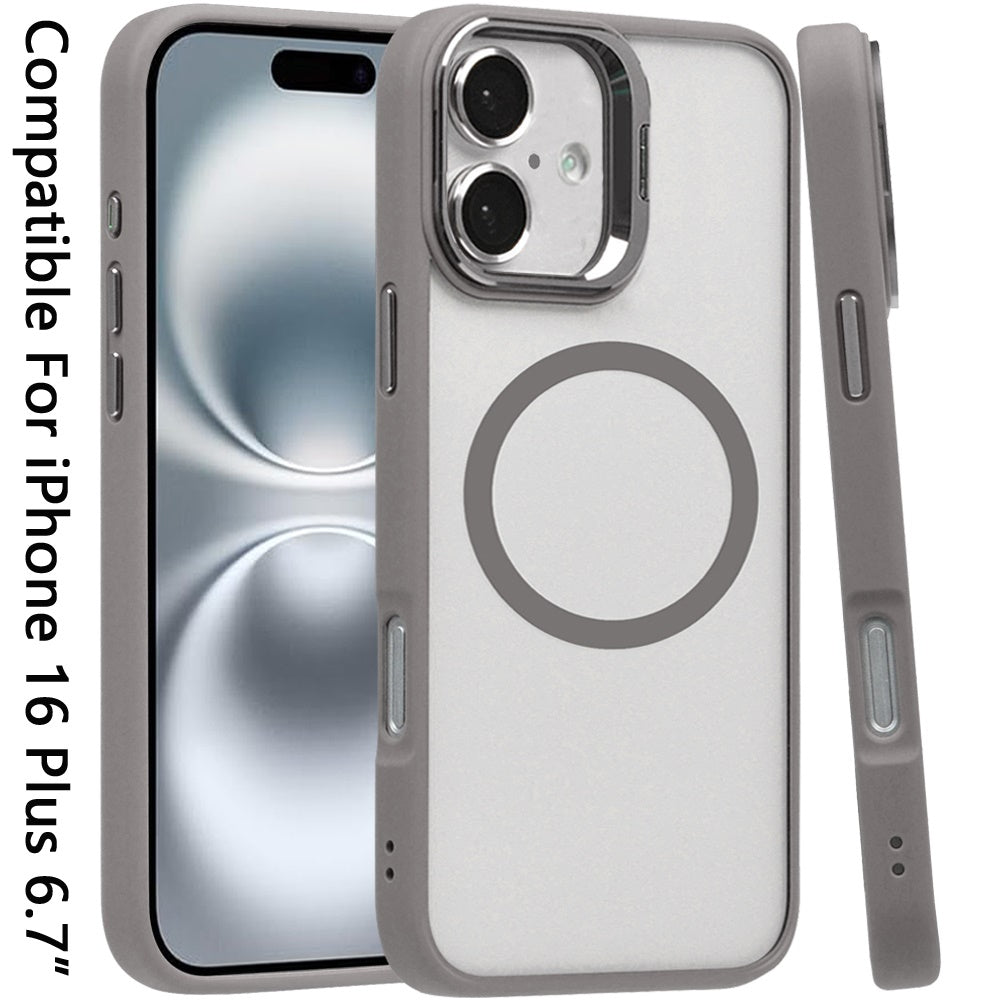 For Apple iPhone 16 Plus (6.7") Hybrid Magnetic Cool Case with Camera Stand Fits MagSafe Accessories Shockproof Case Cover