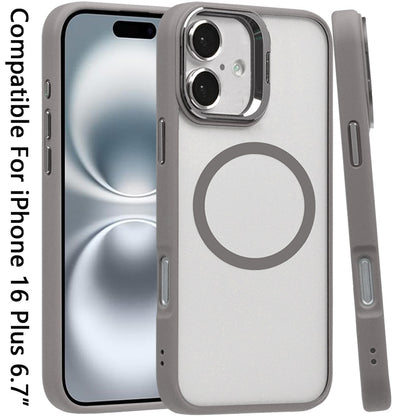 For Apple iPhone 16 Plus (6.7") Hybrid Magnetic Cool Case with Camera Stand Fits MagSafe Accessories Shockproof Case Cover