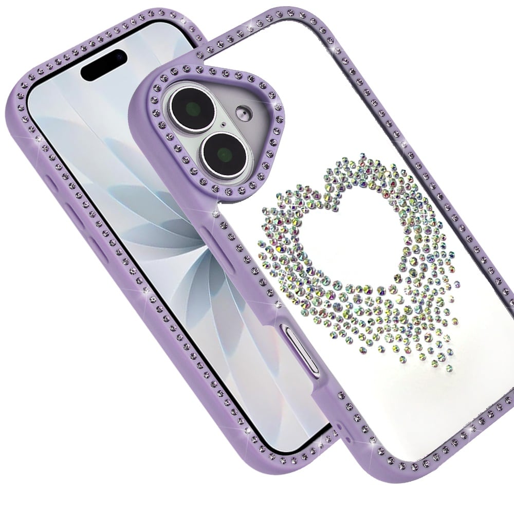 Phone Case for Apple iPhone 17 Angel Hearts Glitter Shimmer Diamond Edge Sparkle Hybrid Shockproof AntiSlip Grip Fashion Stylish Protective Bumper Cover
