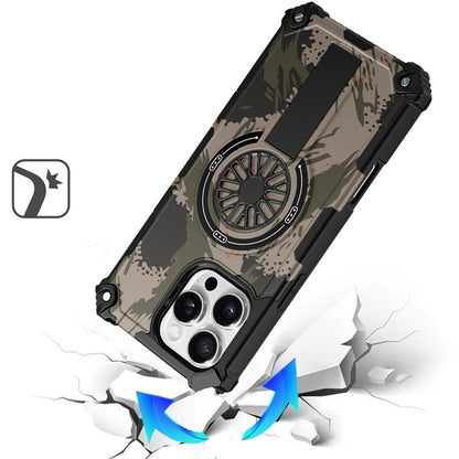 For iPhone 16 Pro Max (6.9") Texture Design Stylish Invisible Kickstand Case, MagSafe Compatible Hybrid Shockproof Cover, Car Mount Friendly Protector