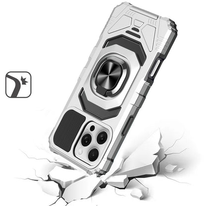 For Apple iPhone 16 Pro (6.3") Hybrid Dual Layer with Rotate Magnetic Ring Stand Holder Kickstand, Rugged Shockproof Case Cover