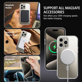 For Apple iPhone 15 (6.1") Magnetic Hybrid Transparent Edge Bumper Invisible Stand [Compatible with Magsafe] Slim PC  Phone Case Cover