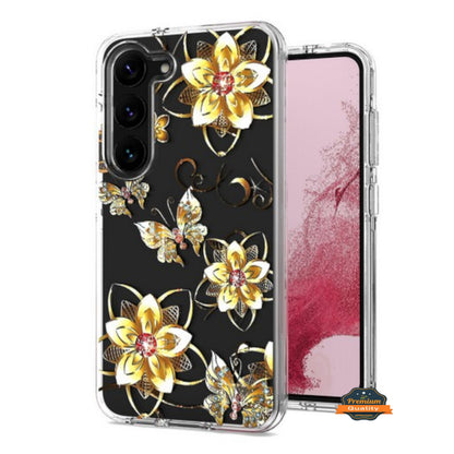 For Samsung Galaxy S25+ S25 Plus /S24+ Hybrid Clear Frame with Trendy Pattern Design, Shockproof Hard Back & TPU Rubber Case Cover