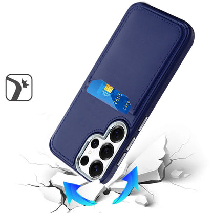 For Samsung Galaxy S23 Ultra PU Leather Wallet Cover with Credit Card Holder, Kickstand & Mirror Inside Slim Fit TPU & PC Hybrid Design Case Cover