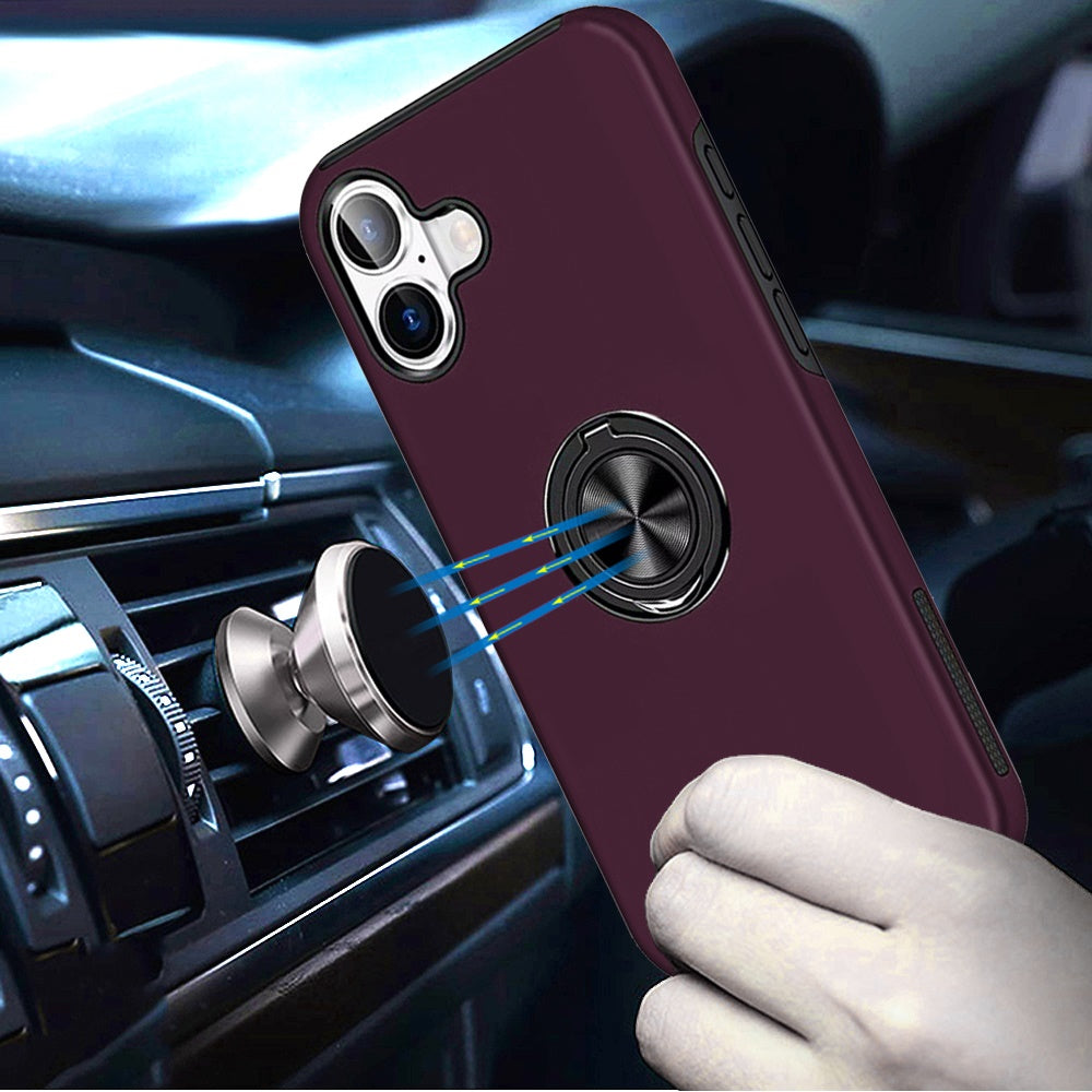 Phone Case for Apple iPhone 17 Invisible Ring Stand Shockproof Anti Slip Durable Grip Protective Hybrid Fit Magnetic Car Mount Holder Cover Purple