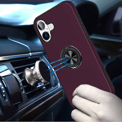 Phone Case for Apple iPhone 17 Invisible Ring Stand Shockproof Anti Slip Durable Grip Protective Hybrid Fit Magnetic Car Mount Holder Cover Purple