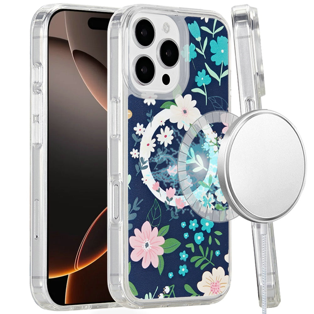 For Apple iPhone 16 Pro (6.3") Magsafe Case Cute Pattern Design Durable Shockproof SlimTPU Hard Back [Compatible with Magsafe] Case Cover