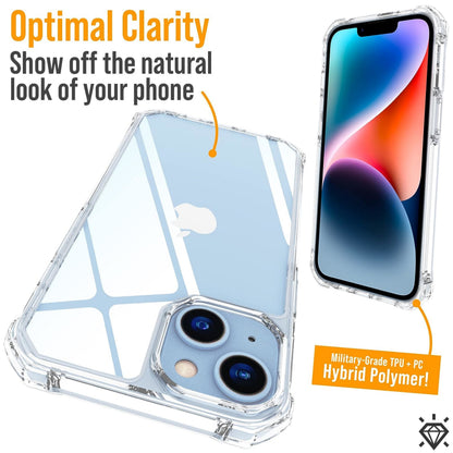 For Apple iPhone 15 Pro (6.1") Hybrid Transparent 3in1 Corner Tough Durable Detachable Shockproof Frame Hard PC + TPU  Phone Case Cover