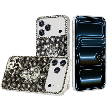 For Apple iPhone 17 Pro Max (6.9") Bling Crystal 3D Full Diamonds Luxury Sparkle Rhinestone Hybrid Protective Case Cover