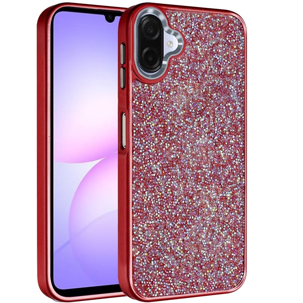 For Samsung Galaxy A07 Crystal Sparkle Diamond Glass Full Mini Glitter Bling Frame TPU Hybrid Protective Case Cover