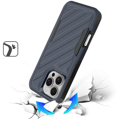 Phone Case for iPhone 16 Pro Max Premium Hybrid Rugged lined Shockproof Textured 2-in-1 Non-Slip Hard PC & TPU Non Slip Tough Cover