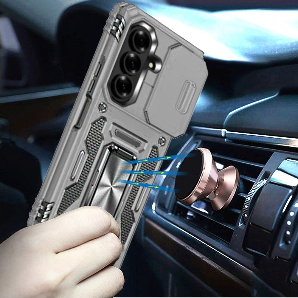 Phone Case for Samsung Galaxy Z Fold 8 Ultra Tough Metal Ring Shockproof Sliding Camera Window Hybrid Armor Rugged Anti Slip Heavy Duty Grip Cover