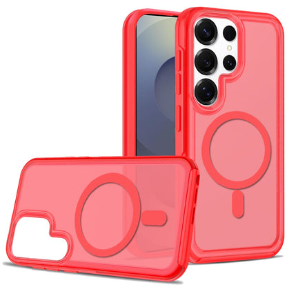 For Samsung Galaxy S25 Ultra Slim & Durable Compatible with MagSafe Hybrid Shockproof Glossy Oil Protective Dual Layer TPU + PC Case Cover Red