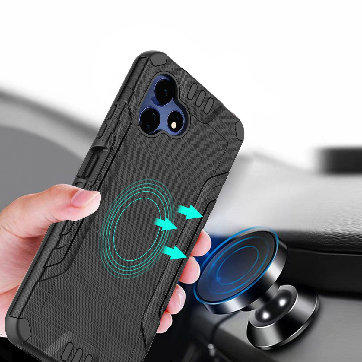 Phone Case for Boost Celero 5G Velocity Brushed Metal Look Hybrid Sleek Textured Finish Distinctive Modern Style Protective Rugged Grip Panel Design Cover