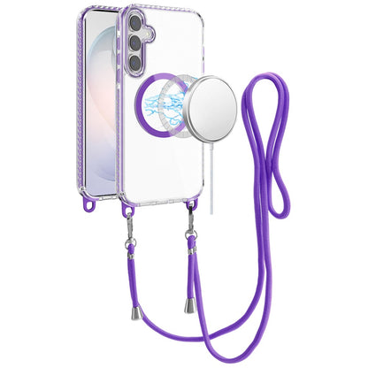 Phone Case for Samsung Galaxy S26 Transparent Magnetic Lanyard Shockproof Hybrid Clear Grip Durable Camera Protection TPU Anti-Slip Design Cover