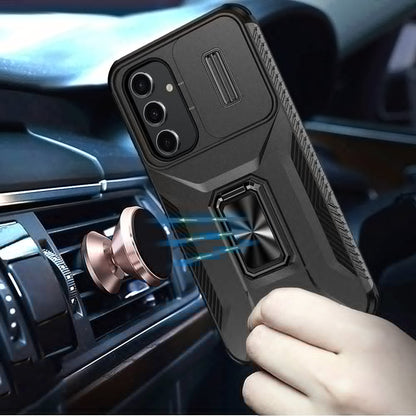 For Samsung Galaxy A15 5G Case, Camera Cover with Magnetic Rotation Ring Stand, Military Grade Hybrid Hard TPU Shockproof Case Cover